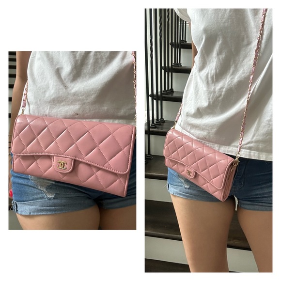COPY - CHANEL CC Pink Quilted Leather Wallet on Chain - Picture 14 of 14